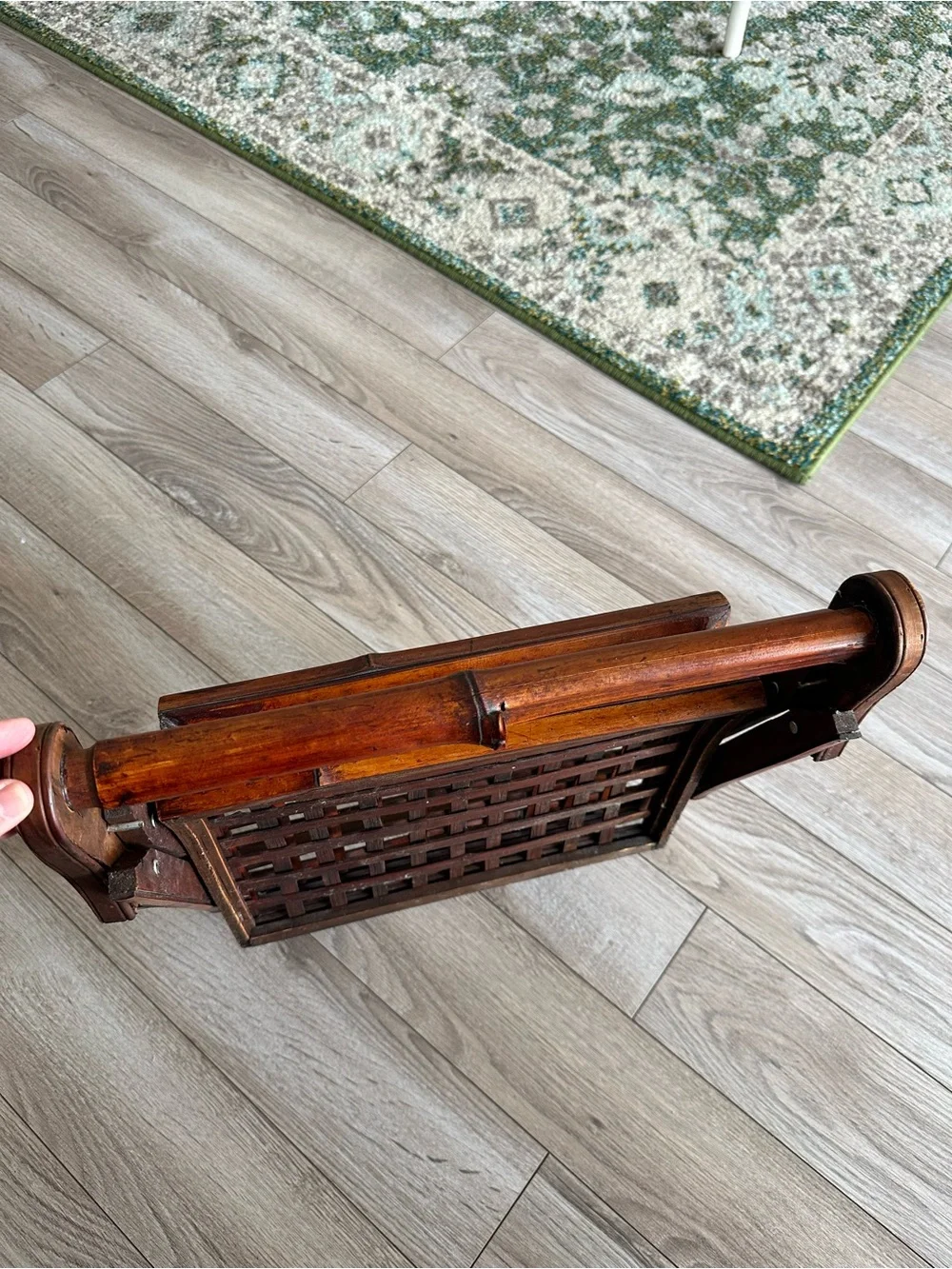 Vintage Boho Wooden Bamboo-Style Folding Magazine Rack